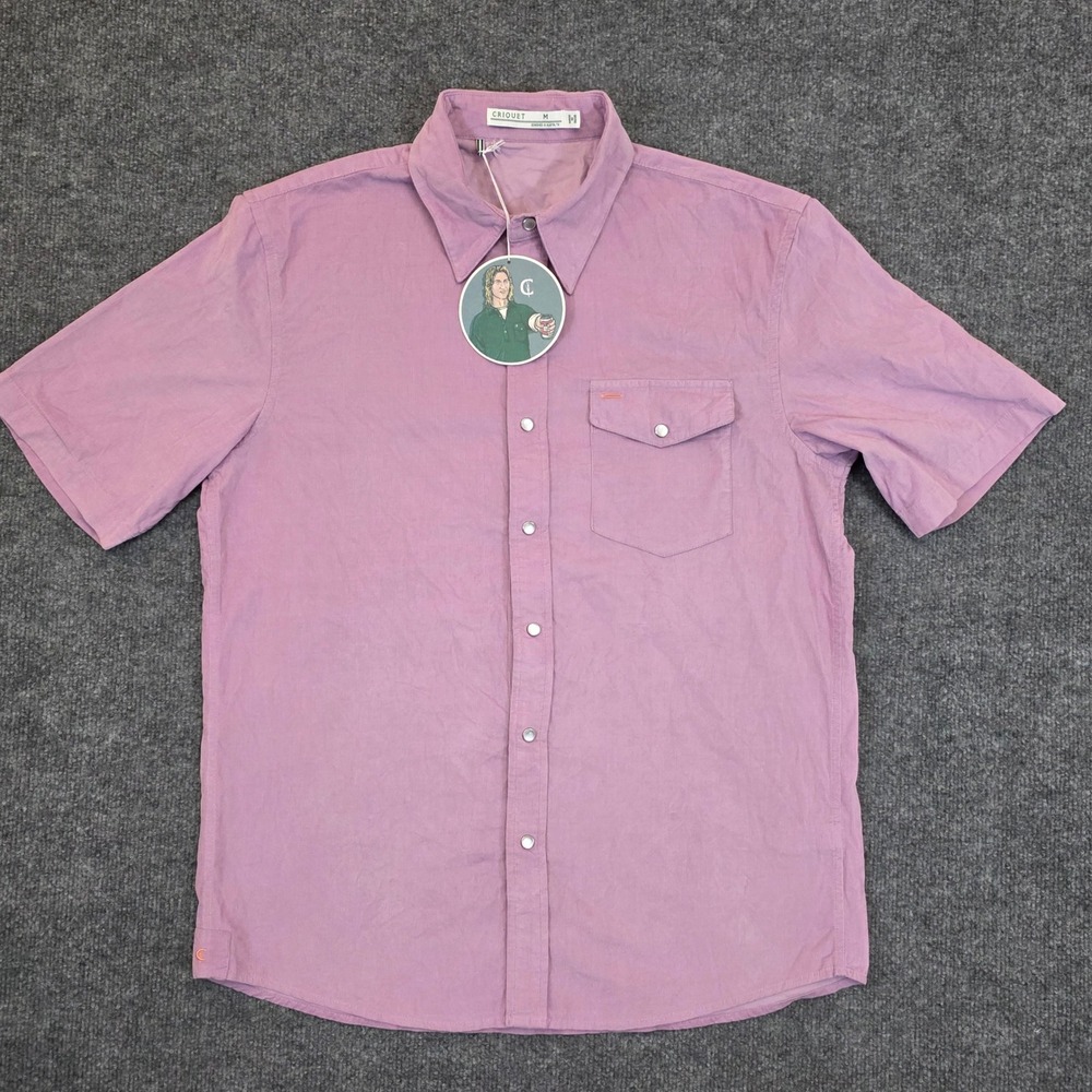 NWT Criquet Shirt Mens Medium Lilac Corduroy Pearl Snap Short Sleeve Western